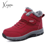 Xajzpa - Leather Boots Men Women Shoes Waterproof Boot Man Plush Keep Warm Outdoor Ankle Military