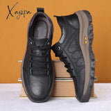 Xajzpa - Leather Casual Men Shoes Comfortable Sneakers Shoes Walking Footwear Winter Boots Lac-Up