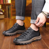 Xajzpa - Leather Casual Men Shoes Comfortable Sneakers Shoes Walking Footwear Winter Boots Lac-Up