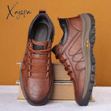 Xajzpa - Leather Casual Men Shoes Comfortable Sneakers Shoes Walking Footwear Winter Boots Lac-Up