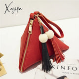 Xajzpa - Leather Handbag Mini Triangle Women Clutch Purse Hand Bag Lady Clutches Casual Phone