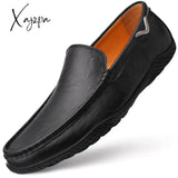 Xajzpa - Leather Men Shoes Luxury Trendy Casual Slip On Formal Loafers Moccasins Italian Black Male