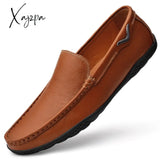 Xajzpa - Leather Men Shoes Luxury Trendy Casual Slip On Formal Loafers Moccasins Italian Black Male