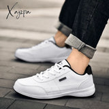 Xajzpa - Leather Men’s Sneakers Lightweight Breathable Shoes Men Comfortable Walking White Male