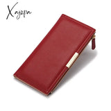 Xajzpa - Leather Slim Thin Wallet Long Women Card Holder Fashion Phone Female Clutch Money Bag