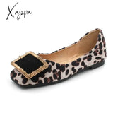 Xajzpa - Leopard Shoes Women Flats Casual Slip-On Boat Woman Footwear Elegant Ladies Metal Design