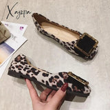 Xajzpa - Leopard Shoes Women Flats Casual Slip-On Boat Woman Footwear Elegant Ladies Metal Design