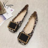 Xajzpa - Leopard Shoes Women Flats Casual Slip-On Boat Woman Footwear Elegant Ladies Metal Design