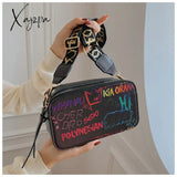 Xajzpa - Letter Graffiti Pu Leather Small Crossbody Bags Women Fashion Shoulder Bag Luxury Designer