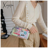 Xajzpa - Letter Graffiti Pu Leather Small Crossbody Bags Women Fashion Shoulder Bag Luxury Designer