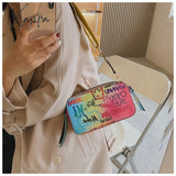 Xajzpa - Letter Graffiti Pu Leather Small Crossbody Bags Women Fashion Shoulder Bag Luxury Designer