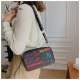 Xajzpa - Letter Graffiti Pu Leather Small Crossbody Bags Women Fashion Shoulder Bag Luxury Designer