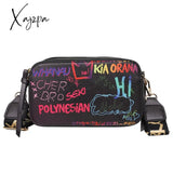 Xajzpa - Letter Graffiti Pu Leather Small Crossbody Bags Women Fashion Shoulder Bag Luxury Designer