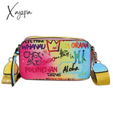 Xajzpa - Letter Graffiti Pu Leather Small Crossbody Bags Women Fashion Shoulder Bag Luxury Designer