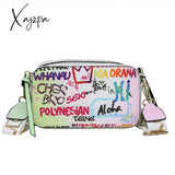 Xajzpa - Letter Graffiti Pu Leather Small Crossbody Bags Women Fashion Shoulder Bag Luxury Designer