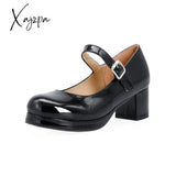 Xajzpa - Light Candy Patent Leather Chunky Heels Black / 3