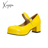 Xajzpa - Light Candy Patent Leather Chunky Heels Yellow / 3