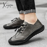 Xajzpa - Loafers Genuine Leather Men’s Casual Shoes Retro Outdoor Trekking Leisure Men Footwear