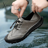 Xajzpa - Loafers Genuine Leather Men's Casual Shoes Retro Outdoor Trekking Shoes Leisure Men Footwear Classics Mocassins