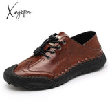 Xajzpa - Loafers Genuine Leather Men’s Casual Shoes Retro Outdoor Trekking Leisure Men Footwear