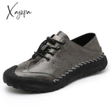 Xajzpa - Loafers Genuine Leather Men’s Casual Shoes Retro Outdoor Trekking Leisure Men Footwear