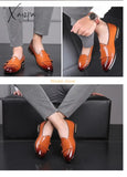 Xajzpa - Loafers Men Shoes Pu Solid Color Fashion Business Casual Wedding Party Round Toe Monk