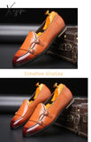 Xajzpa - Loafers Men Shoes Pu Solid Color Fashion Business Casual Wedding Party Round Toe Monk