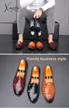 Xajzpa - Loafers Men Shoes Pu Solid Color Fashion Business Casual Wedding Party Round Toe Monk