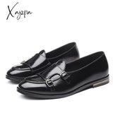 Xajzpa - Loafers Men Shoes Pu Solid Color Fashion Business Casual Wedding Party Round Toe Monk