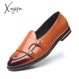 Xajzpa - Loafers Men Shoes Pu Solid Color Fashion Business Casual Wedding Party Round Toe Monk