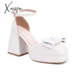 Xajzpa - Lolita High Heels Platform Butterfly-Knot Womens Sandals Summer White / 4