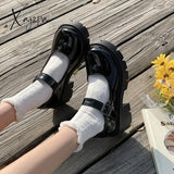 Xajzpa - Lolita Shoes Women Japanese Mary Jane Shoes Women Vintage Girls Students JK Uniform High Heel Platform Shoes Cosplay Plus Size