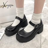 Xajzpa - Lolita Shoes Women Japanese Mary Jane Vintage Girls Students Jk Uniform High Heel Platform