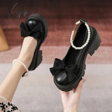 Xajzpa Lolita Shoes Women Japanese Style Mary Jane Vintage Shallow High Heels Chunky Platform