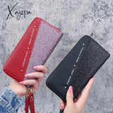 Xajzpa - Long Wallet For Women Patchwork Sequin Clutch Bag Glitter Pu Leather Lady Phone Card