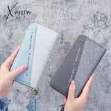 Xajzpa - Long Wallet For Women Patchwork Sequin Clutch Bag Glitter Pu Leather Lady Phone Card