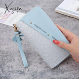 Xajzpa - Long Wallet For Women Patchwork Sequin Clutch Bag Glitter Pu Leather Lady Phone Card