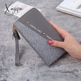 Xajzpa - Long Wallet For Women Patchwork Sequin Clutch Bag Glitter Pu Leather Lady Phone Card