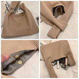 Xajzpa - Luxury Brand Designer Handbags And Purses Casual Small Hobos Tote Bag 2023 Spring Solid Pu
