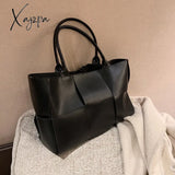 Jsvery Luxury Brand Large Weave Tote bag 2022 Winter New High-quality PU Leather Women's Designer Handbag High capacity Shoulder Bags jsvery