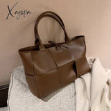 Jsvery Luxury Brand Large Weave Tote bag 2022 Winter New High-quality PU Leather Women's Designer Handbag High capacity Shoulder Bags jsvery