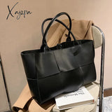 Jsvery Luxury Brand Large Weave Tote bag 2022 Winter New High-quality PU Leather Women's Designer Handbag High capacity Shoulder Bags jsvery