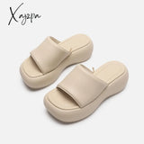 Xajzpa - Luxury Brand Slippers For Women Wedge Thick Bottom Females Slides Fashion High Heels Solid