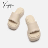 Xajzpa - Luxury Brand Slippers For Women Wedge Thick Bottom Females Slides Fashion High Heels Solid