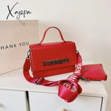 Xajzpa - Luxury Designer Handbag High Quality Leather Black Shoulder Crossbody Bag White Red Khaki