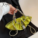 Xajzpa - Luxury Designer Handbag Silk Folds Chain Shoulder Bag Dumpling Shape Crossbody Bags And