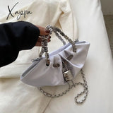 Xajzpa - Luxury Designer Handbag Silk Folds Chain Shoulder Bag Dumpling Shape Crossbody Bags And