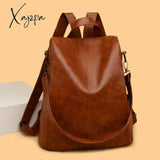 Xajzpa - Luxury Designer Pu Leather Backpack Women Large Capacity Travel Backpacks Female Fashion