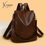 Xajzpa - Luxury Designer Pu Leather Backpack Women Large Capacity Travel Backpacks Female Fashion