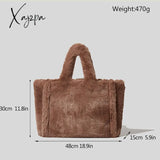 Xajzpa - Luxury Large Tote Women’s Bag Fashion Fuax Fur Lady Shoulder Handbag Soft Plush Warm